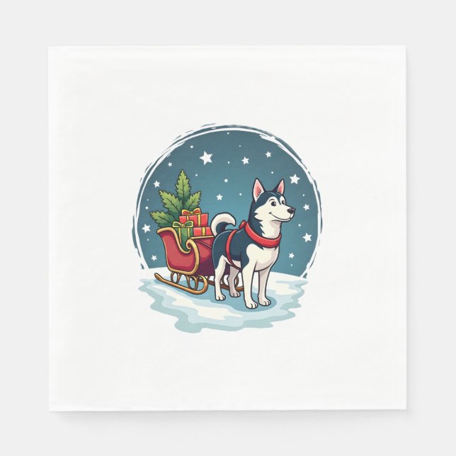 Servilleta De Papel Festividad de Husky Ride (Anverso)