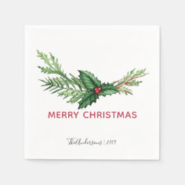 Servilleta De Papel Festividad de los Navidades de Bouquet Red Holly