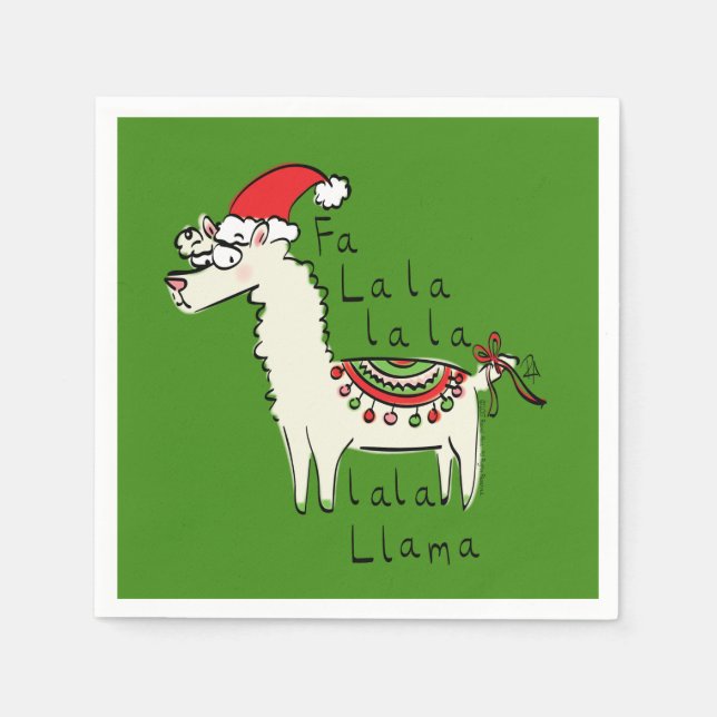 Servilleta De Papel Festividad de los Navidades de Llama Cute (Anverso)