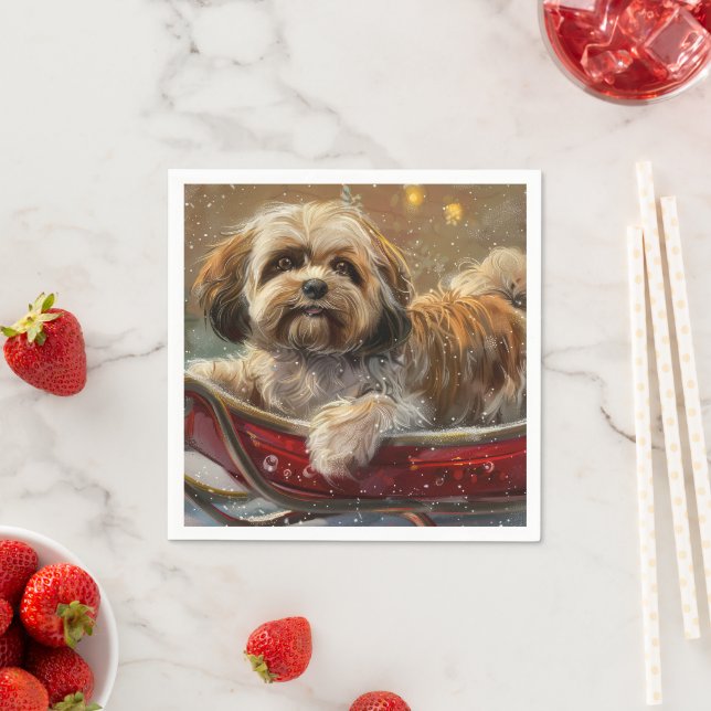 Servilleta De Papel Festividad de los Navidades de Perro Apso de Lhasa (In situ)