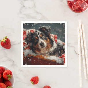 Servilleta De Papel Festividad de los Navidades de perro pastor de Aus