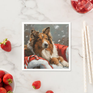 Servilleta De Papel Festividad de los Navidades de Rough Collie Dog