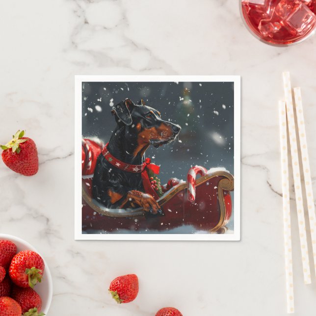 Servilleta De Papel Festividad de Navidades de perro de Doberman (In situ)