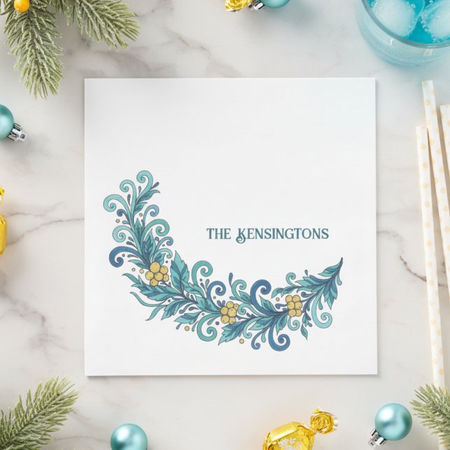 Servilleta De Papel Festividad de Wreath Swag (Personalized Holiday napkins)
