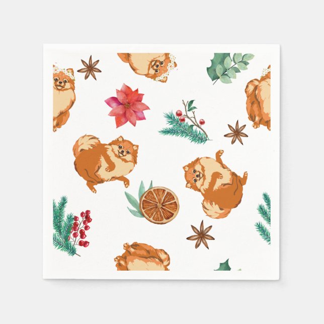 Servilleta De Papel Festividad Fluffy Dog Navidades Papel Napkin (Anverso)
