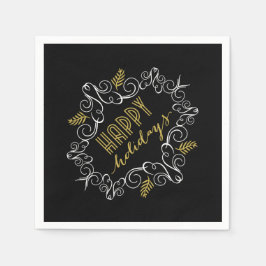 Servilleta De Papel Festividad Foliage Deco Gold Frame Fiesta