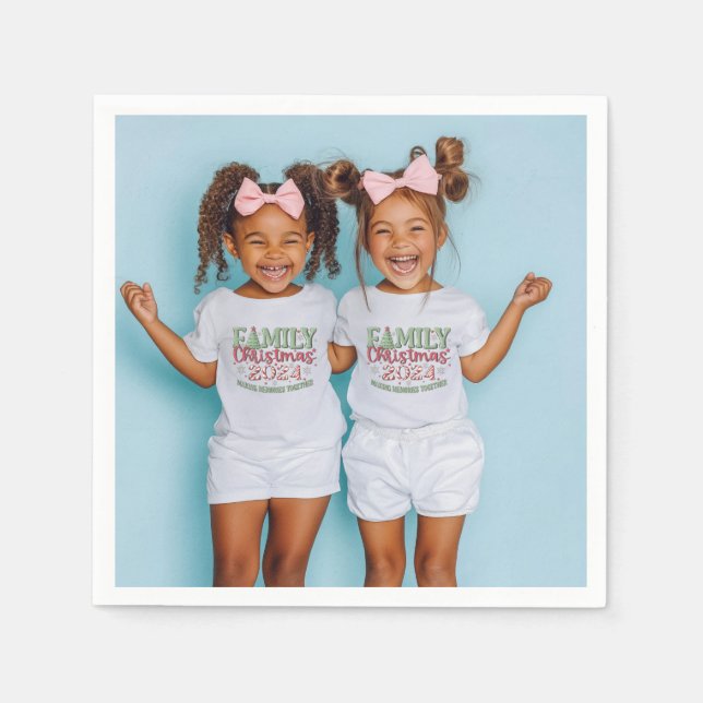 Servilleta De Papel Festividad fotográfica de Navidades familiares (Anverso)