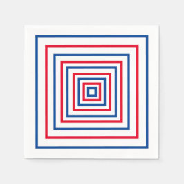 Servilleta De Papel Festividad geométrica de cuadrados azul rojo patri