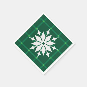 Servilleta De Papel Festividad invierno copo de nieve verde oscuro pla