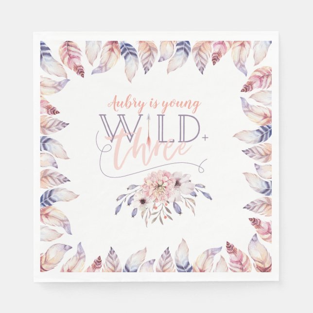 Servilleta De Papel Festividad juvenil, salvaje y de tres años (Anverso)