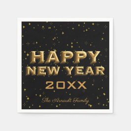 Servilleta De Papel Festividad moderna de oro negro esparce feliz año