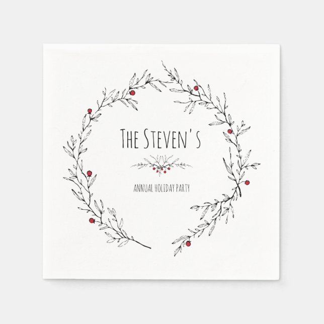 Servilleta De Papel Festividad moderna, Holly Berry (Anverso)