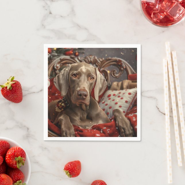 Servilleta De Papel Festividad navideña del perro de Weimaraner (In situ)