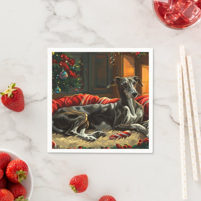 Servilleta De Papel Festividad Navideña del Perro Galgo (In situ)
