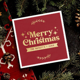 Servilleta De Papel Festividad navideña Retro Groovy