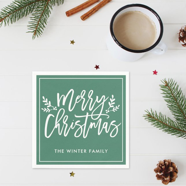 Servilleta De Papel Festividad navideña verde estilo moderno (Subido por el creador)