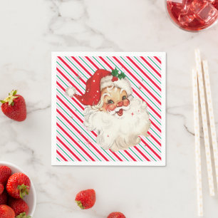 Servilleta De Papel Festividad Stripe Retro Santa