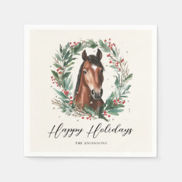 Servilleta De Papel Festividades de Navidades de Caballos con Felices 