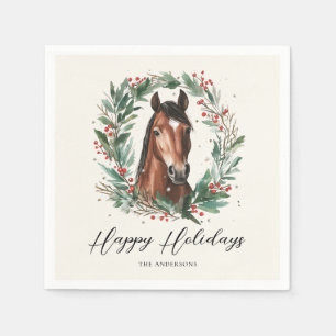 Servilleta De Papel Festividades de Navidades de Caballos con Felices