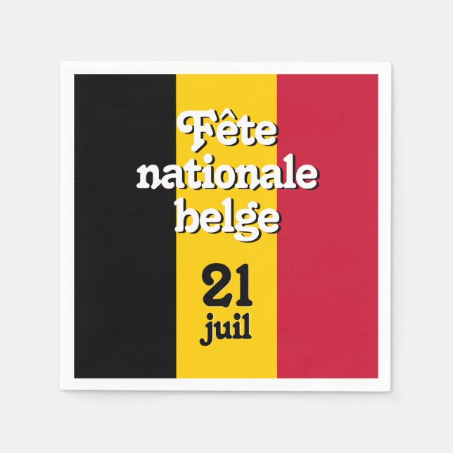 Servilleta De Papel Fête nationale belga bandera belga (Anverso)