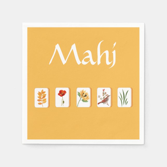 Servilleta De Papel Fichas de flores de Mahjong (Anverso)