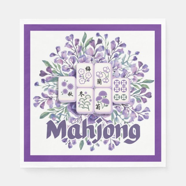 Servilleta De Papel Fichas de Mahjong Moradas (Anverso)