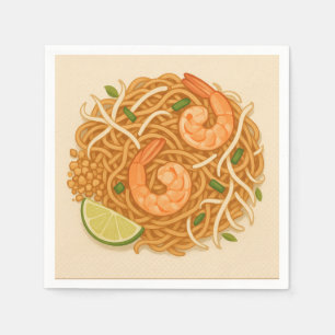 Servilleta De Papel Fideos Pad Thai salteados con camarones