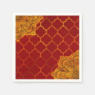Servilleta De Papel Fiery Red Gold Real Tema árabe indio marroquí