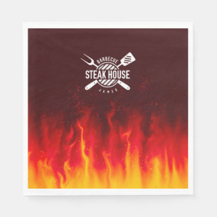 Servilleta De Papel Fiery Steak House Napkins — Personalizados BBQ Fla