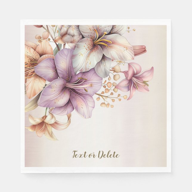 Servilleta De Papel Fiesta acuarela Boho Flores rosas elegantes (Anverso)