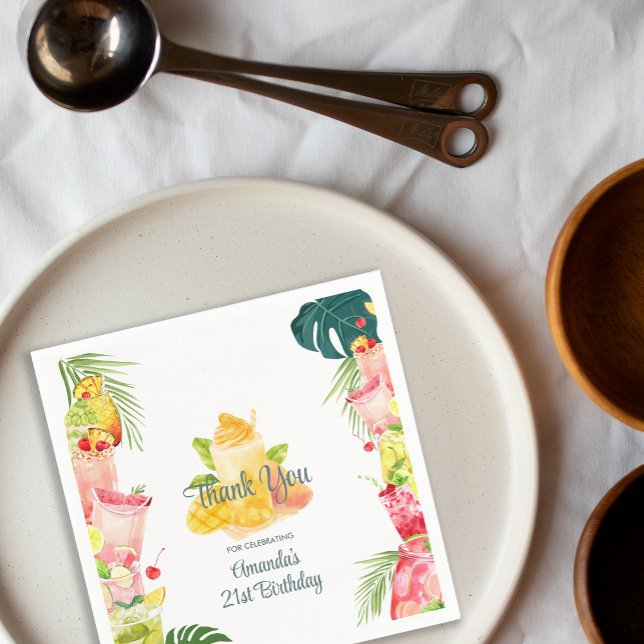 Servilleta De Papel Fiesta  Adulto Adulto de la piscina de bebidas de  (Tropical Fruit Drinks Pool Party Adult Birthday Napkins)