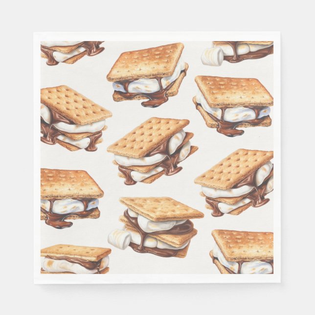 Servilleta De Papel Fiesta al aire libre con fogata de S’mores de otoñ (Anverso)