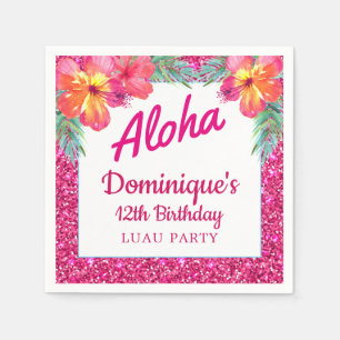 Servilleta De Papel Fiesta Aloha Luau Brillo Flor de Hibisco Papel