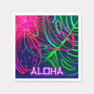 Servilleta De Papel Fiesta Aloha Neon Noche Tropical Luau Eléctrica