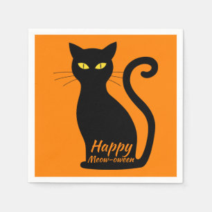 Servilleta De Papel Fiesta anaranjado de Halloween del gato negro