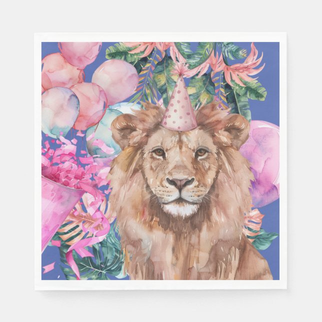 Servilleta De Papel Fiesta Animales Safari Jungle Wild Un cumpleaños (Anverso)