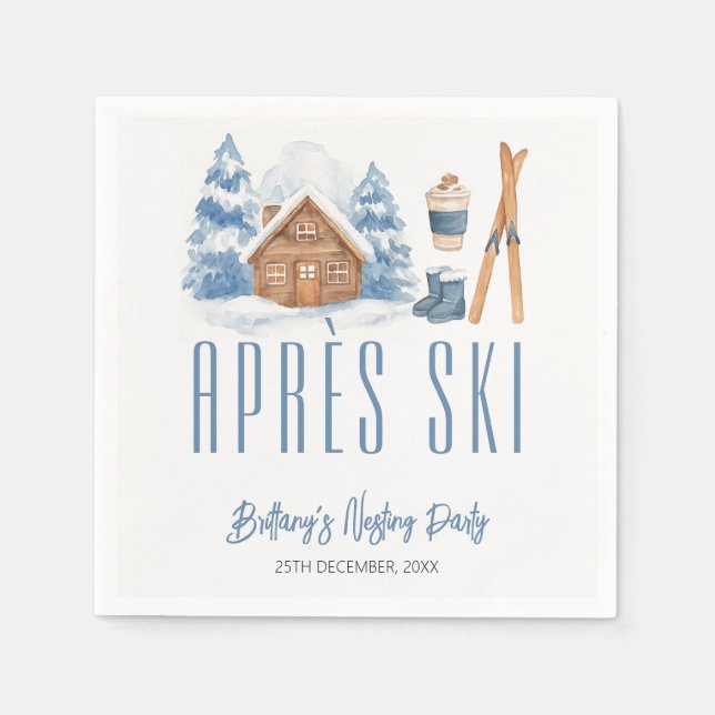 Servilleta De Papel Fiesta Apres Ski Baby Shower Winter Nesting (Anverso)