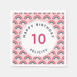 Servilleta De Papel Fiesta arcoiris nombre personalizado edad azul ros