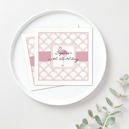 Servilleta De Papel Fiesta Art Deco Wave Patten Pink Flamingo Beach