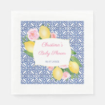 Fiesta Baby Shower de azulejos azules de flores ro