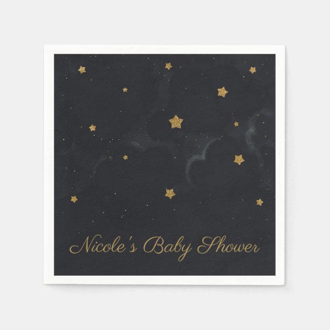 Servilleta De Papel Fiesta Baby Shower de Black Stars Dark Night Sky (Anverso)
