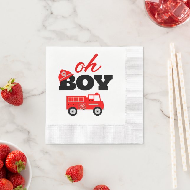 Servilleta De Papel Fiesta Baby Shower de Firetruck Boy (In situ)