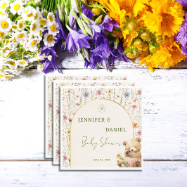 Servilleta De Papel Fiesta Baby Shower de Teddy Bear Floral Adorable