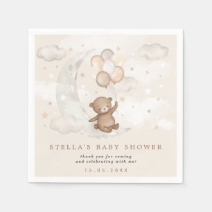 Servilleta De Papel Fiesta Baby Shower de Teddy Bear Globos Moon & Sta