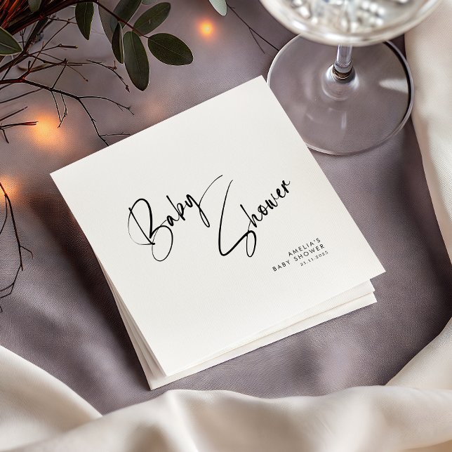 Servilleta De Papel Fiesta Baby Shower moderno de escritura negra mini (Subido por el creador)