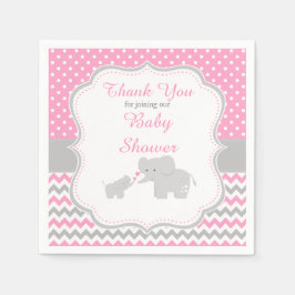 Servilleta De Papel Fiesta Baby Shower rosa y gris elefante