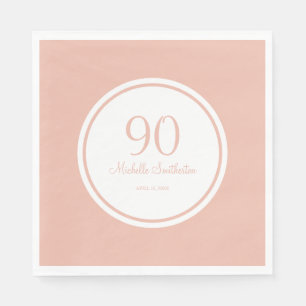 Servilleta De Papel Fiesta básica de cumpleaños 90 rosa y blanco