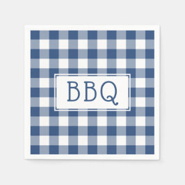 Servilleta De Papel Fiesta BBQ del patrón de Gingham azul y blanco