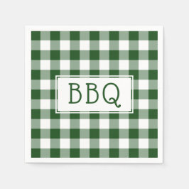 Servilleta De Papel Fiesta BBQ del patrón de Gingham verde y blanco cl