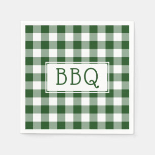 Servilleta De Papel Fiesta BBQ del patrón de Gingham verde y blanco cl
